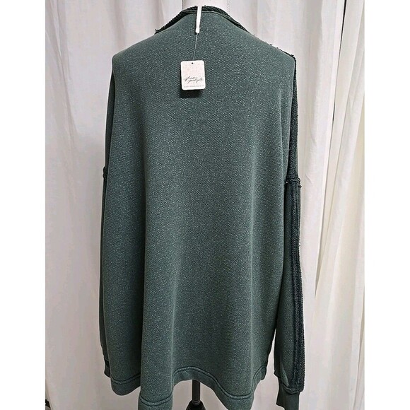 Free People We The Free Romy Roll Neck Pullover Sweatshirt Rainforest Green Sz L - Picture 4 of 12